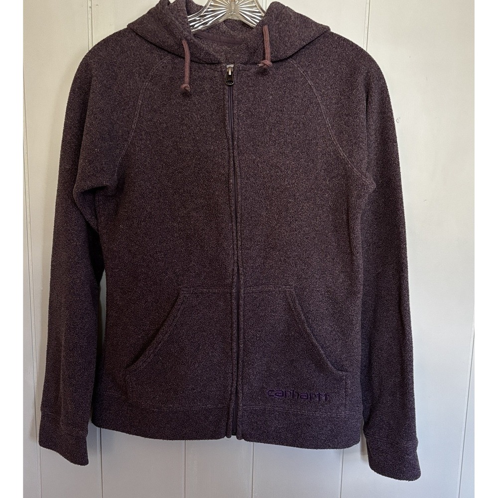 Carhartt Women's XS 0/2 Fleece Hoodie Jacket Brown Plum Full Zip Workwear